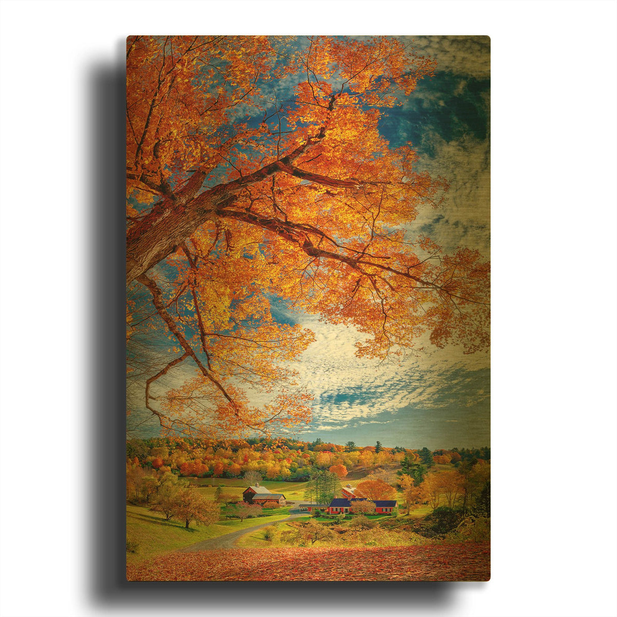 'Sleepy Hollow Farm Vermont Autumn' By Lena Owens Gold Metal Wall Art