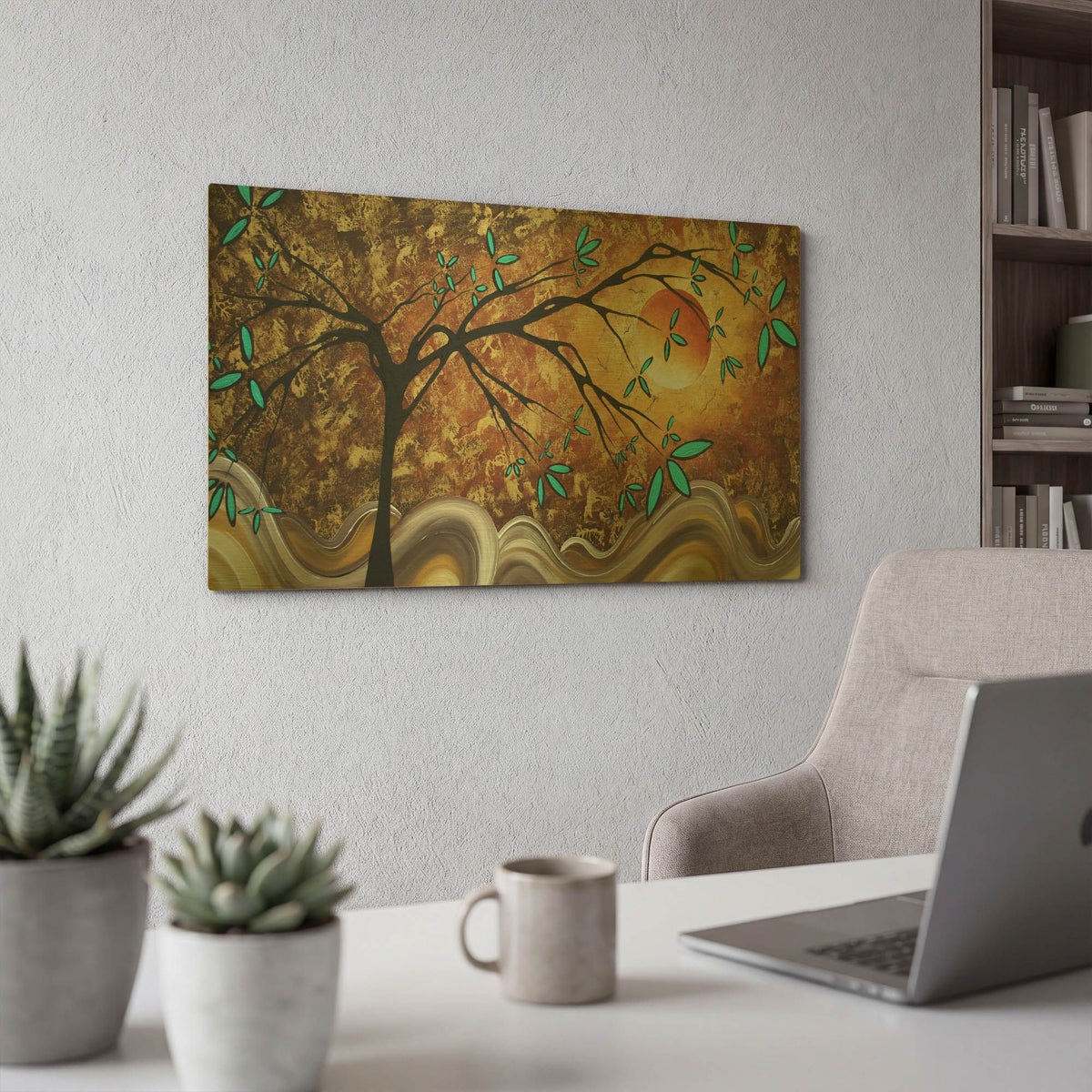 'Apricot Moon' By Megan Duncanson Gold Metal Wall Art