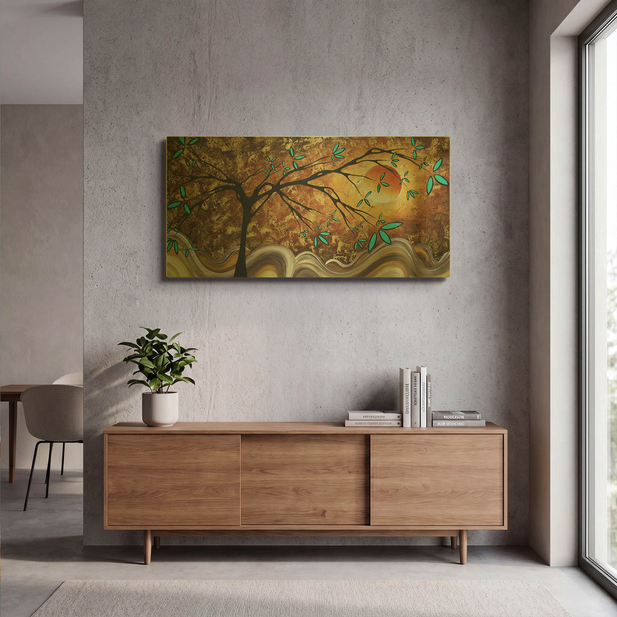 'Apricot Moon' By Megan Duncanson Gold Metal Wall Art