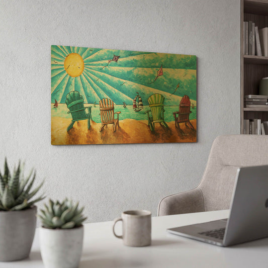 'Beach Life II' By Megan Duncanson Gold Metal Wall Art