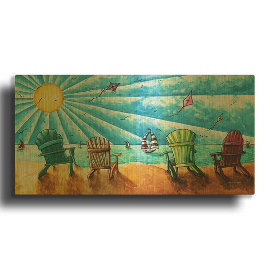 'Beach Life II' By Megan Duncanson Gold Metal Wall Art
