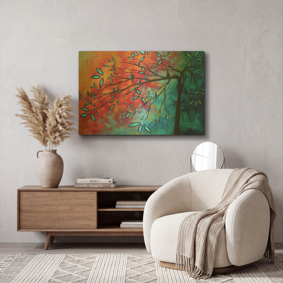 'Birds & Blossoms' By Megan Duncanson Gold Metal Wall Art