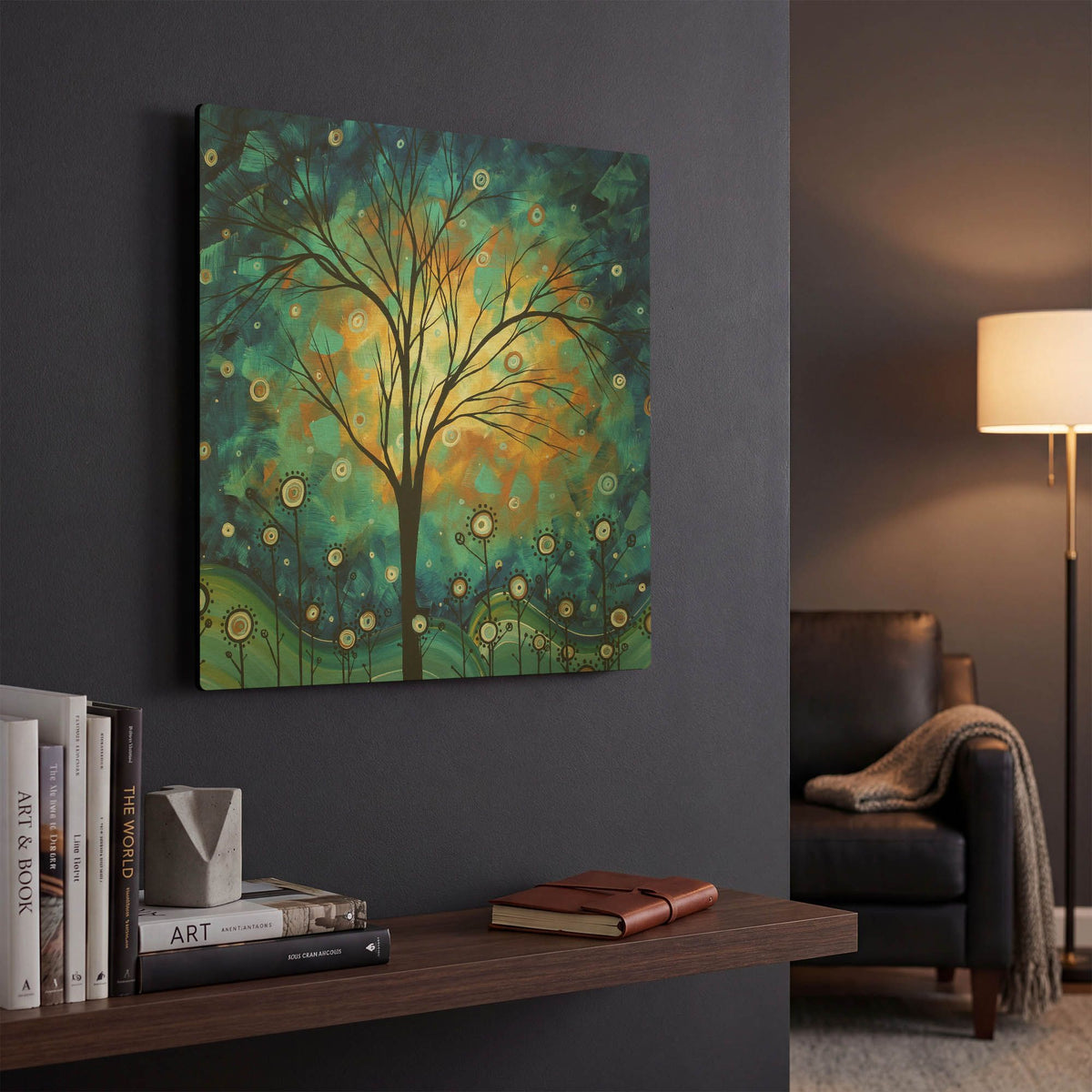 'Blue Fields' By Megan Duncanson Gold Metal Wall Art