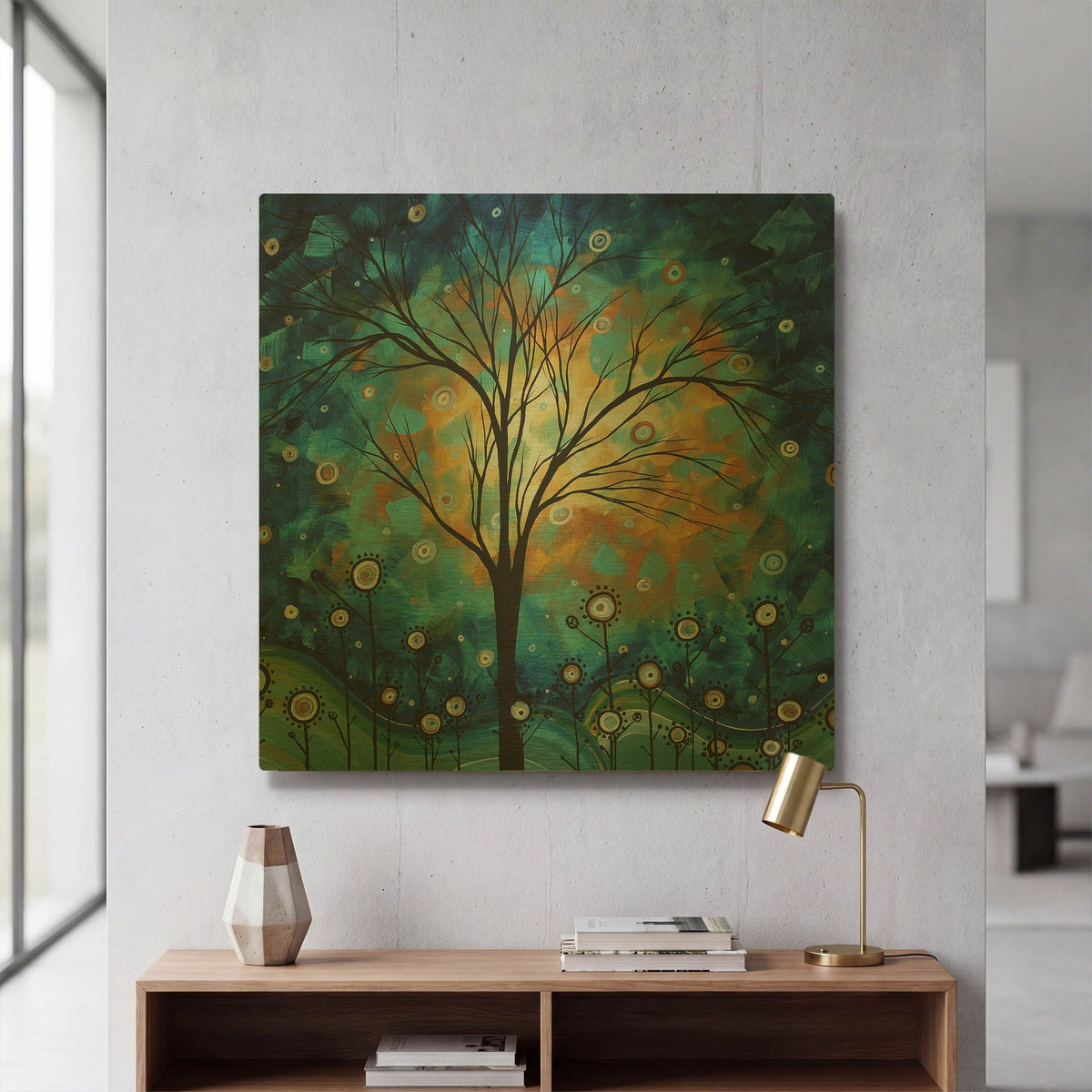 'Blue Fields' By Megan Duncanson Gold Metal Wall Art