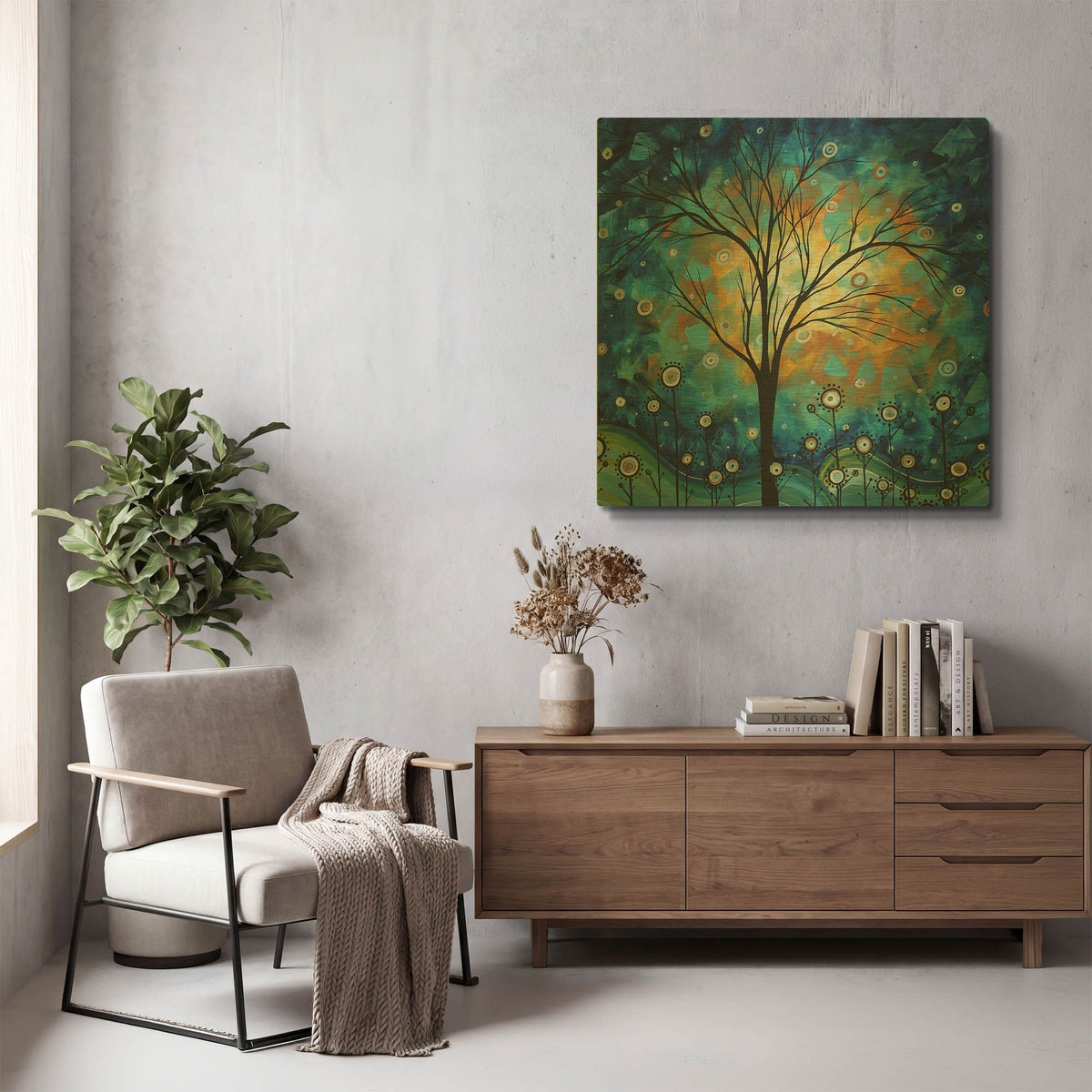 'Blue Fields' By Megan Duncanson Gold Metal Wall Art