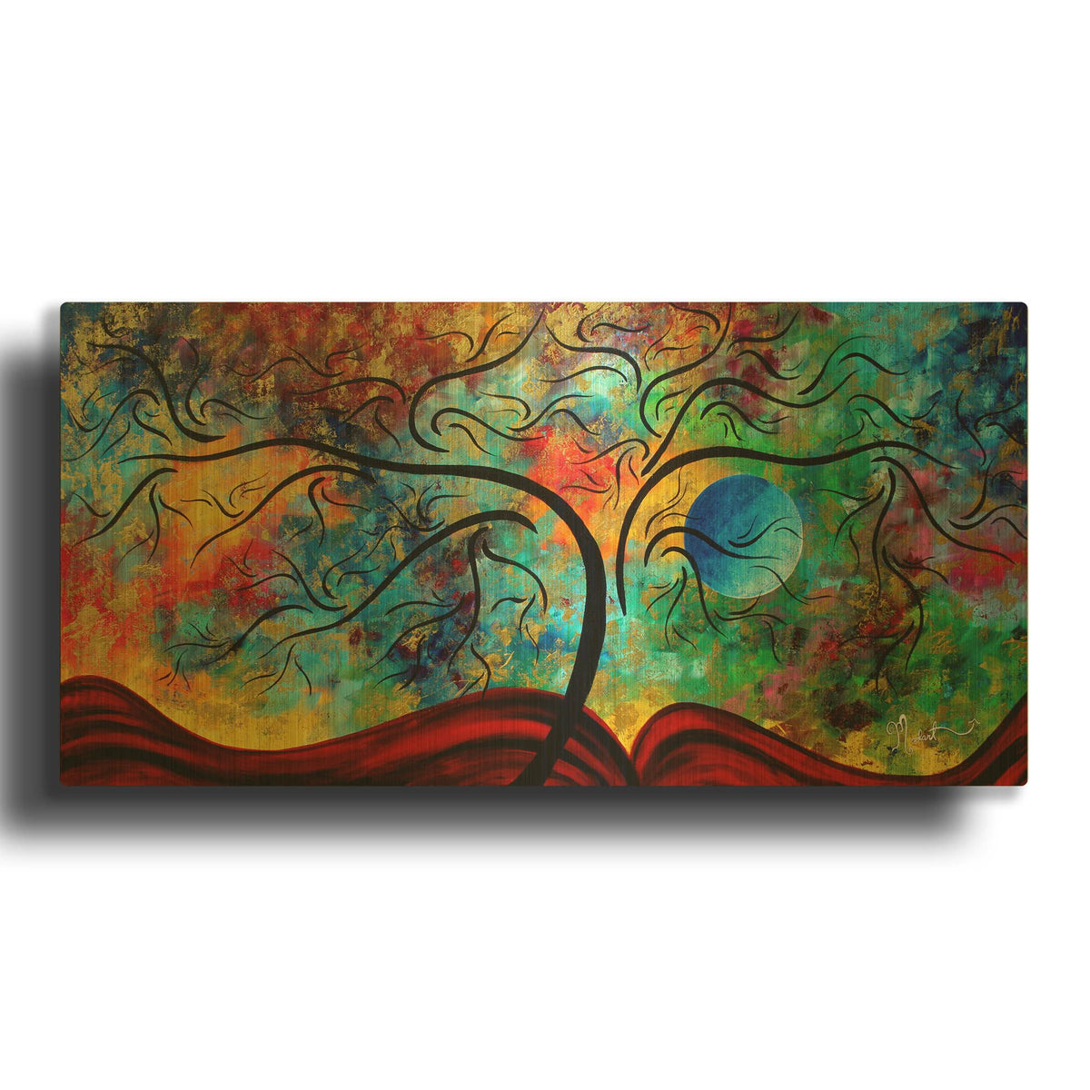 'Blue Moon Rising' By Megan Duncanson Gold Metal Wall Art