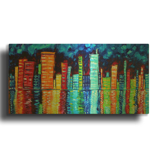 'City Nights II' By Megan Duncanson Gold Metal Wall Art