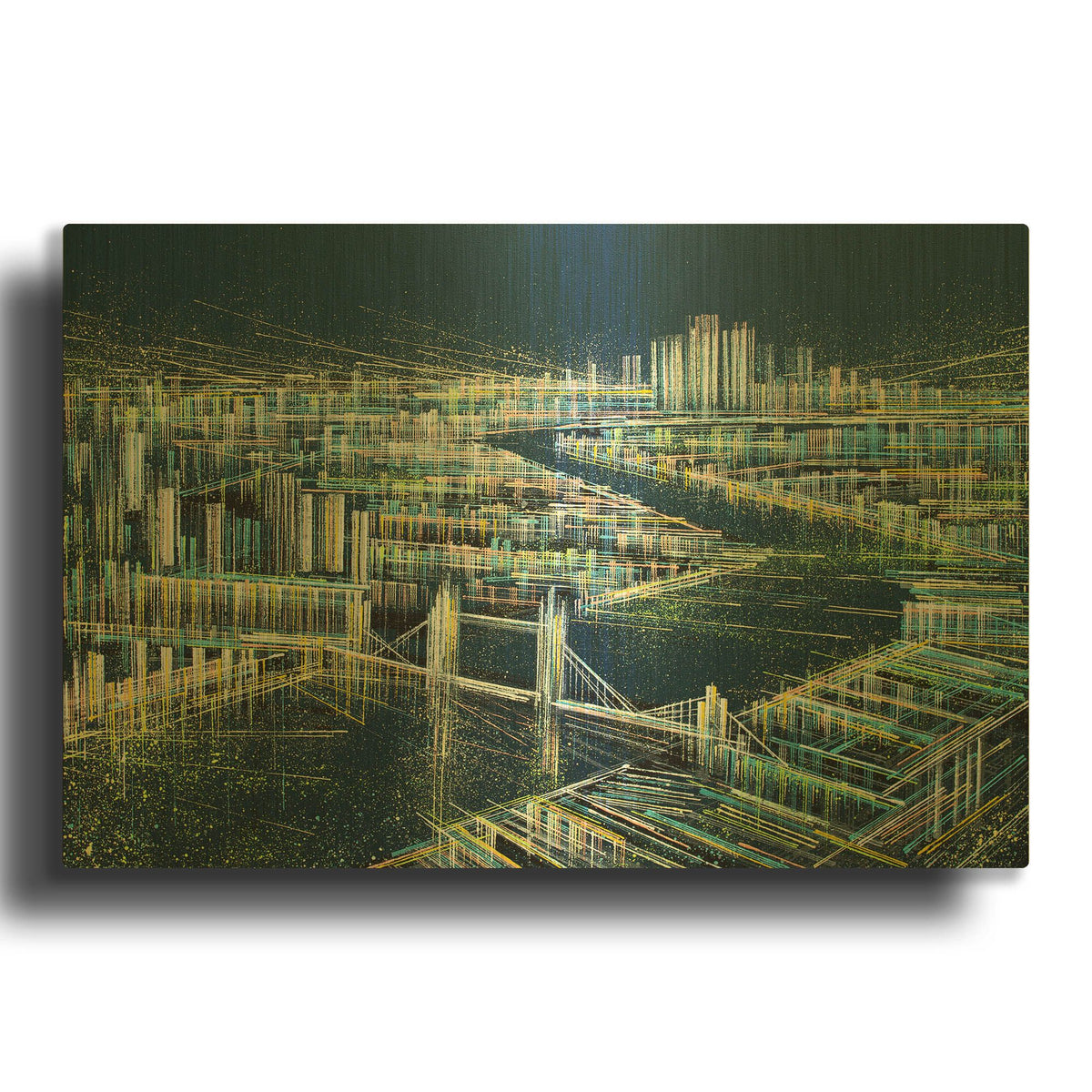 'London At Midnight' By Marc Todd Gold Metal Wall Art