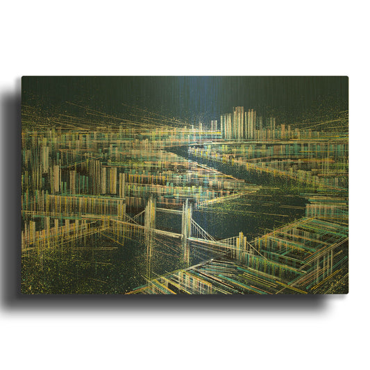 'London At Midnight' By Marc Todd Gold Metal Wall Art