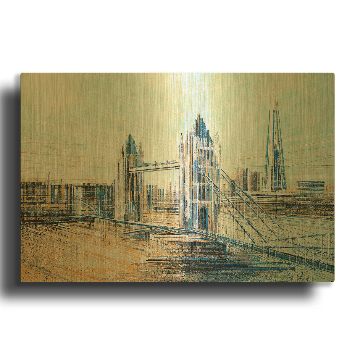 'London - Tower Bridge In Afternoon Light' By Marc Todd Gold Metal Wall Art