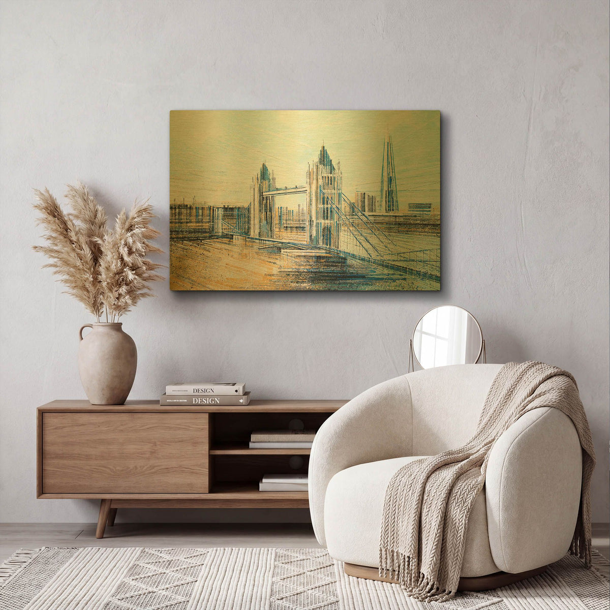 'London - Tower Bridge In Afternoon Light' By Marc Todd Gold Metal Wall Art