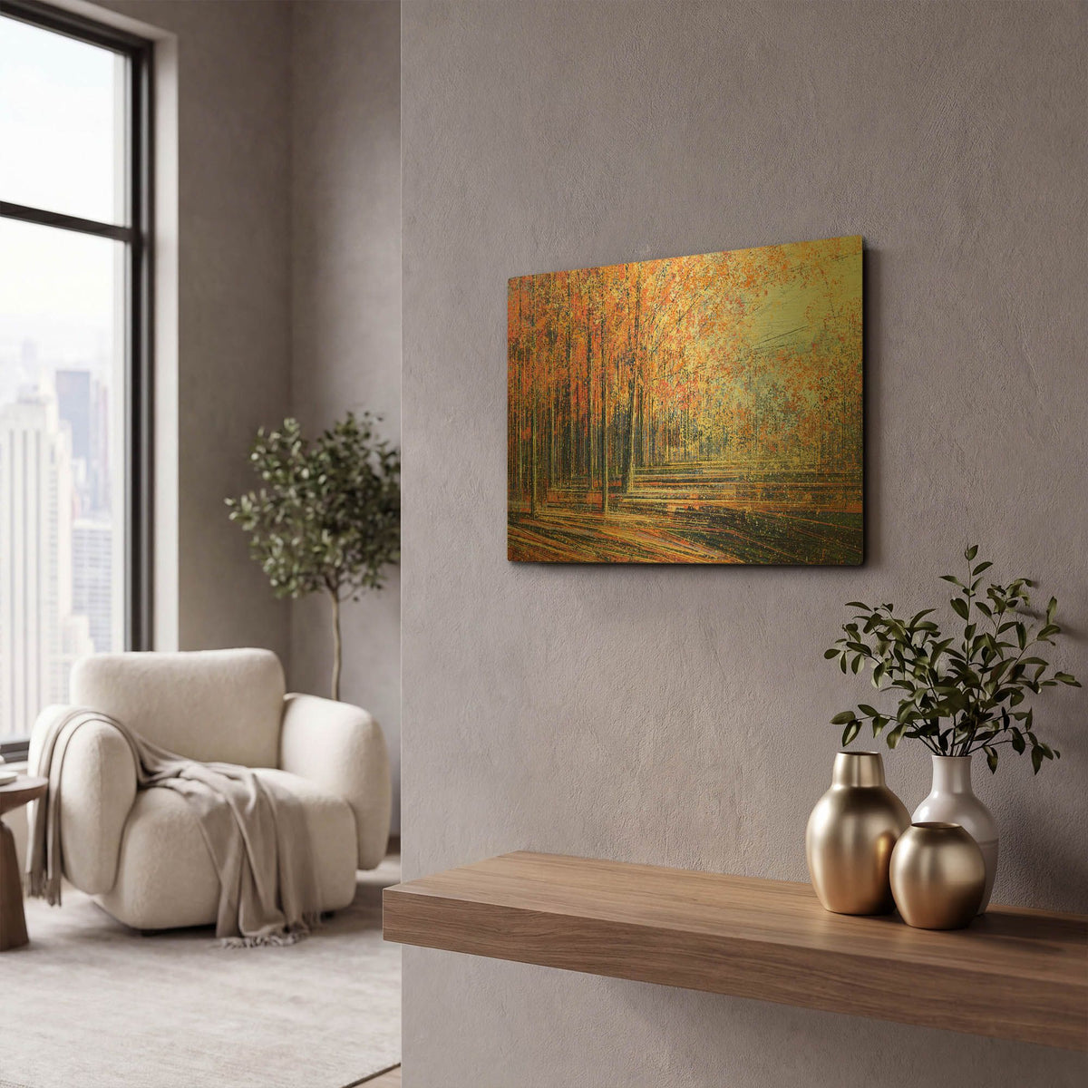 'Forest In Autumn' By Marc Todd Gold Metal Wall Art