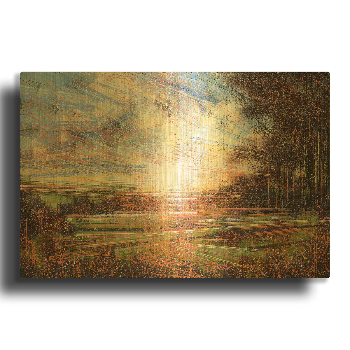 'Autmn Meadow at Sunset' By Marc Todd Gold Metal Wall Art
