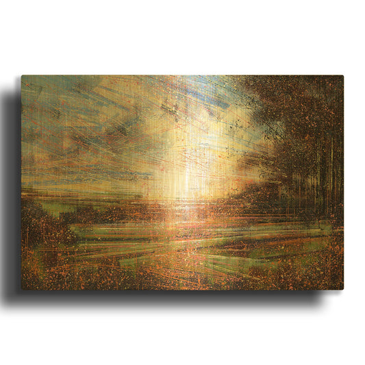 'Autmn Meadow at Sunset' By Marc Todd Gold Metal Wall Art
