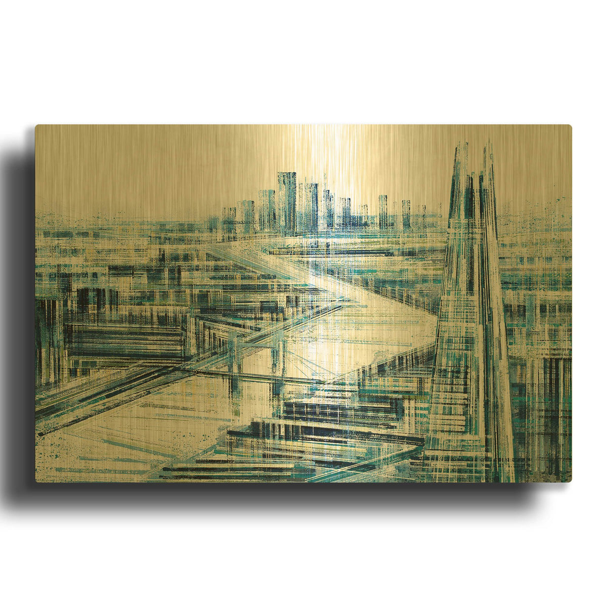 'London, The Shard In Bright Light' By Marc Todd Gold Metal Wall Art