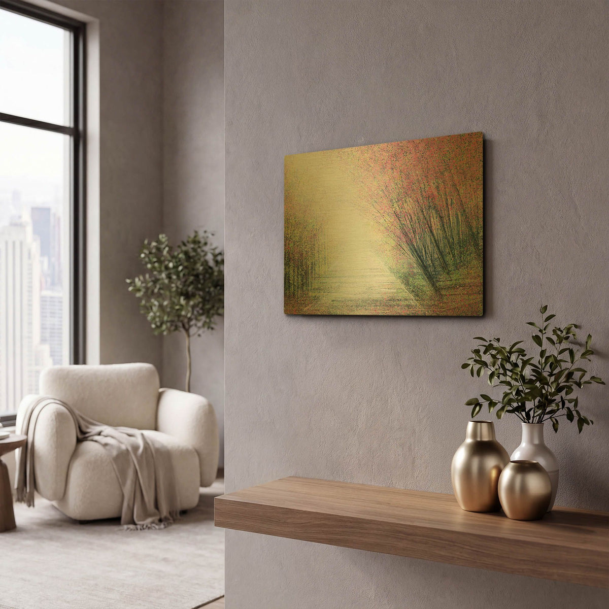 'Forest Path In Spring' By Marc Todd Gold Metal Wall Art