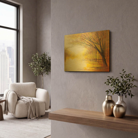 'Trees In A Golden Glow' By Marc Todd Gold Metal Wall Art