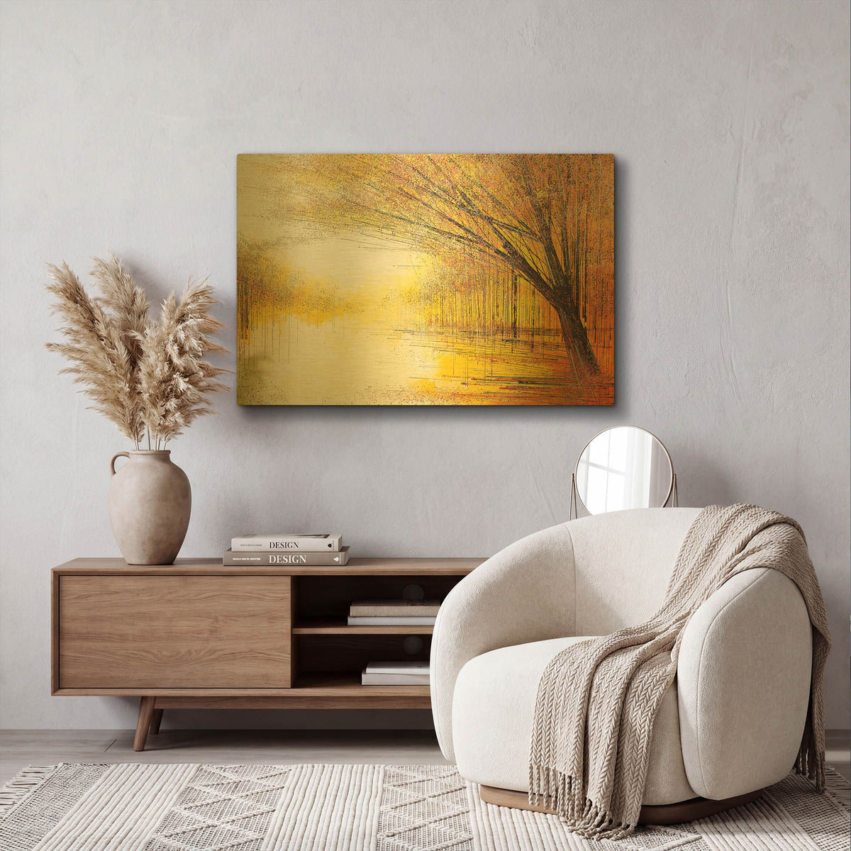 'Trees In A Golden Glow' By Marc Todd Gold Metal Wall Art