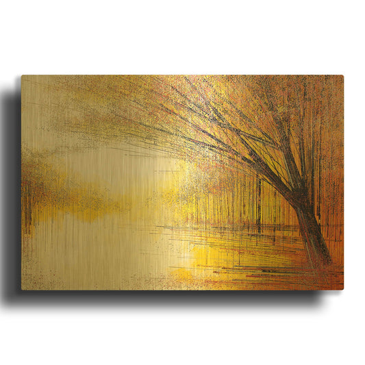 'Trees In A Golden Glow' By Marc Todd Gold Metal Wall Art