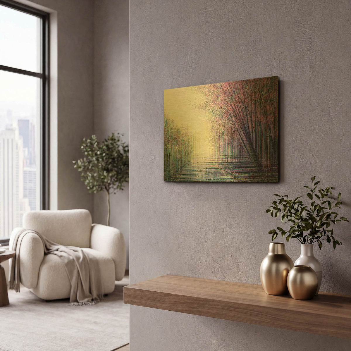 'Spring Blossom At Twilight' By Marc Todd Gold Metal Wall Art