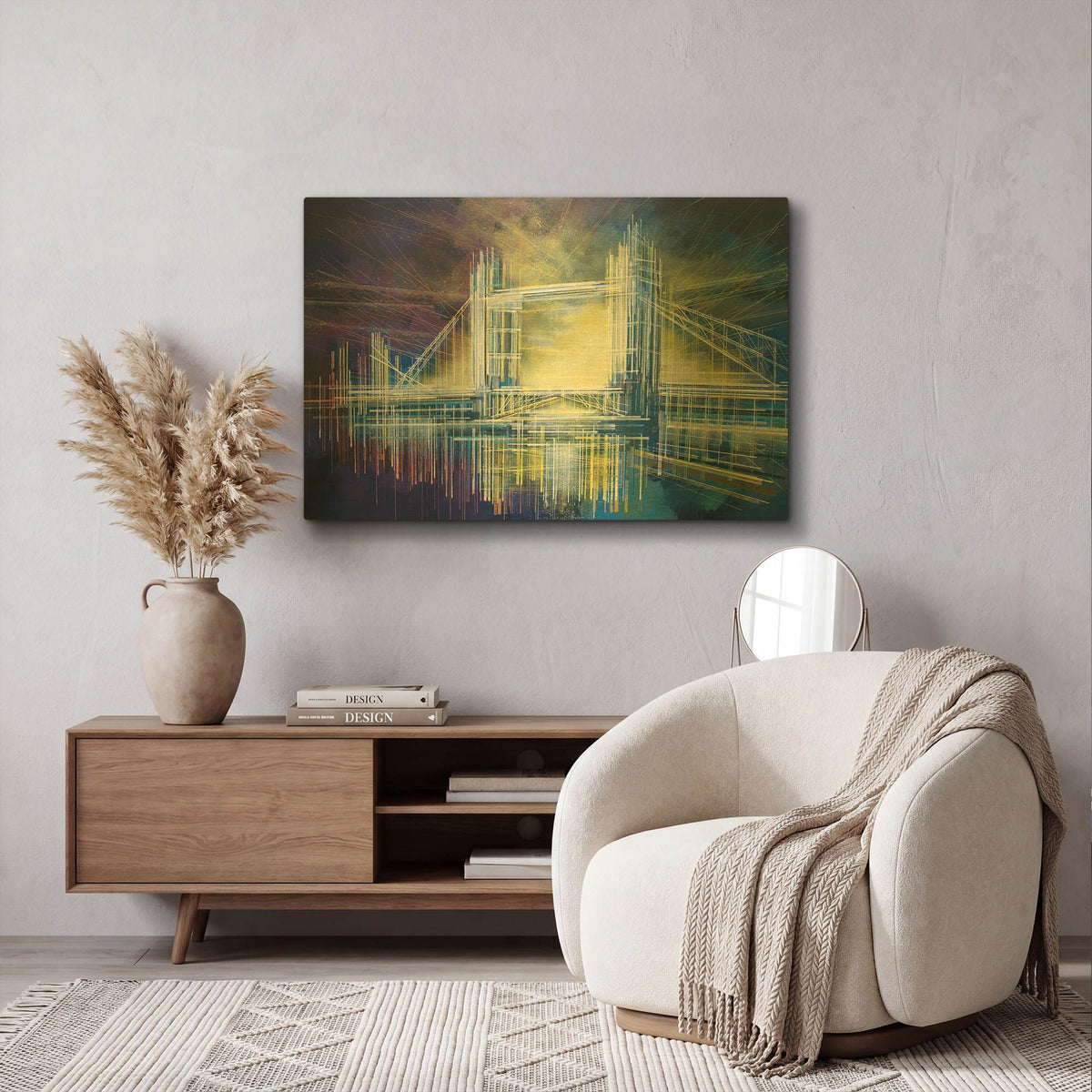 'Tower Bridge At Midnight' By Marc Todd Gold Metal Wall Art