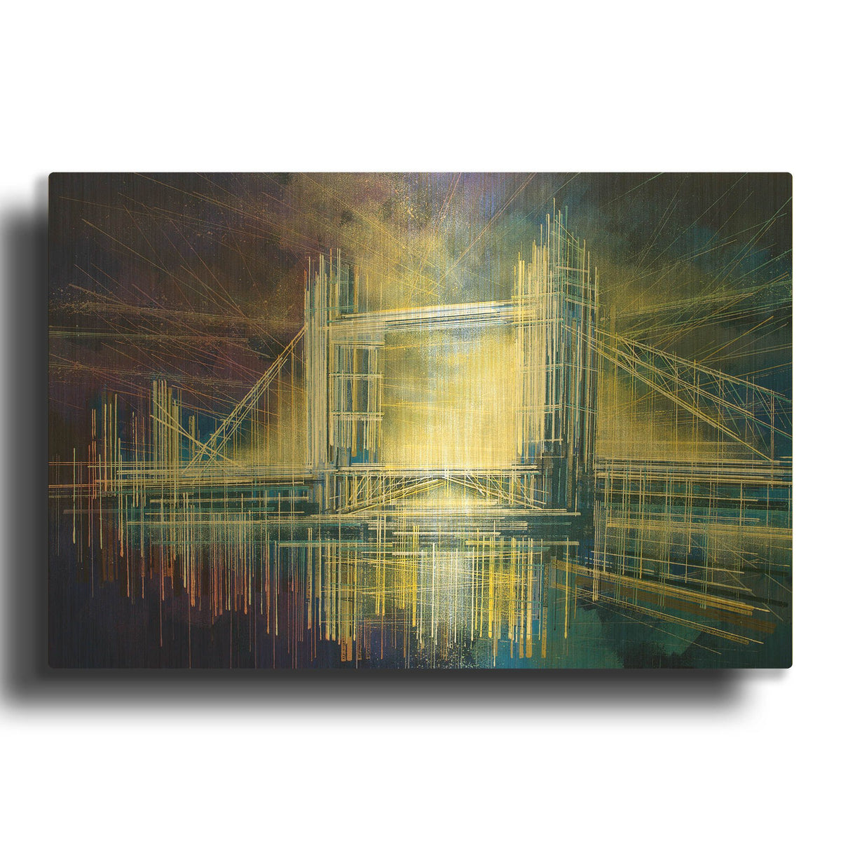 'Tower Bridge At Midnight' By Marc Todd Gold Metal Wall Art