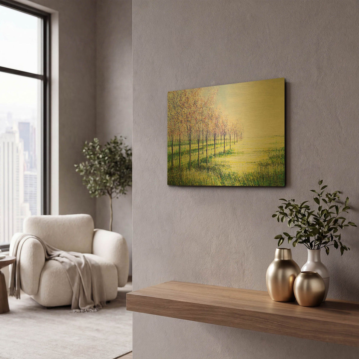 'Orchard Trees In Blossom' By Marc Todd Gold Metal Wall Art