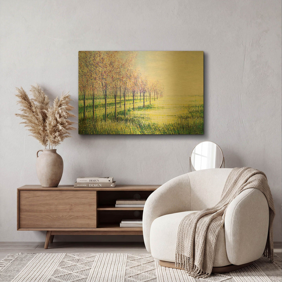 'Orchard Trees In Blossom' By Marc Todd Gold Metal Wall Art