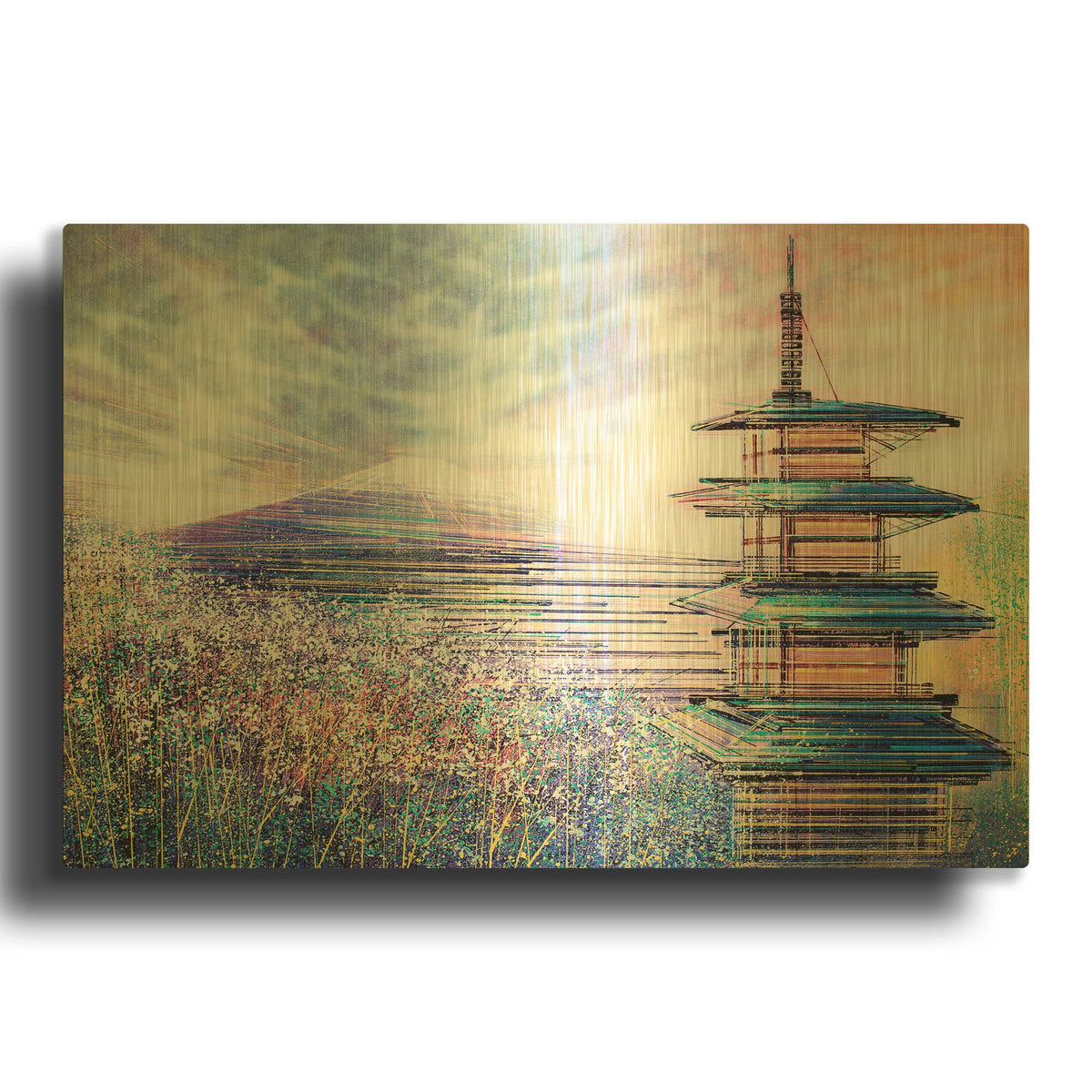 'Japan At Sunset' By Marc Todd Gold Metal Wall Art