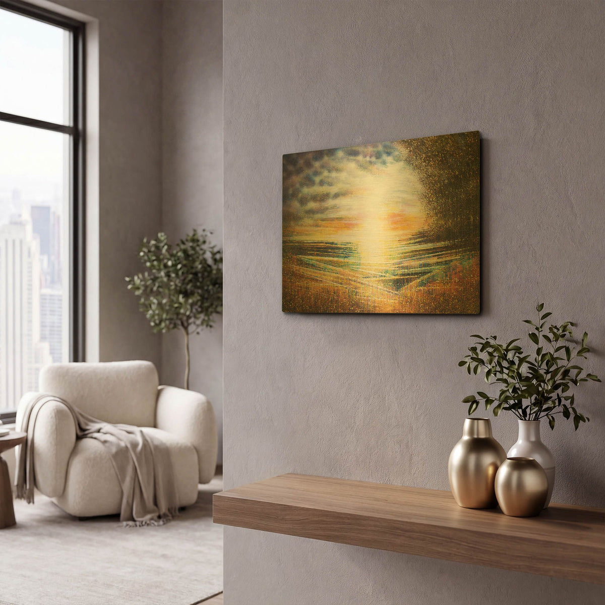 'Meadow at Sunset' By Marc Todd Gold Metal Wall Art