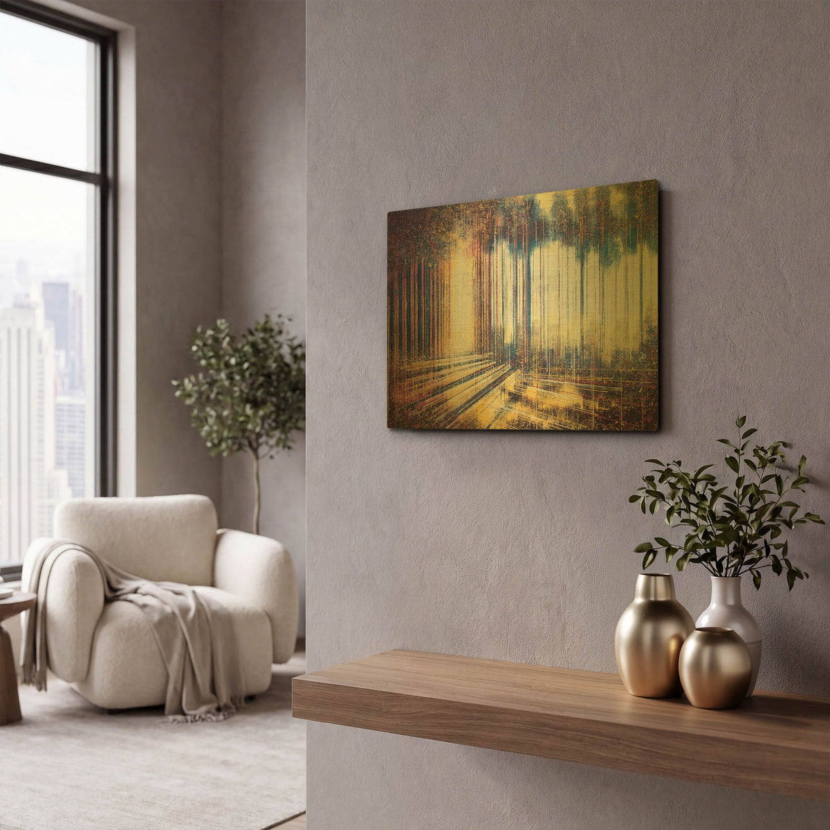 'Forest at Sunset' By Marc Todd Gold Metal Wall Art