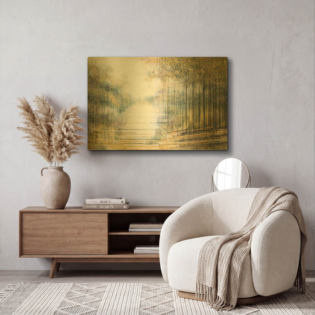 'Trees In Hazy Afternoon Light' By Marc Todd Gold Metal Wall Art