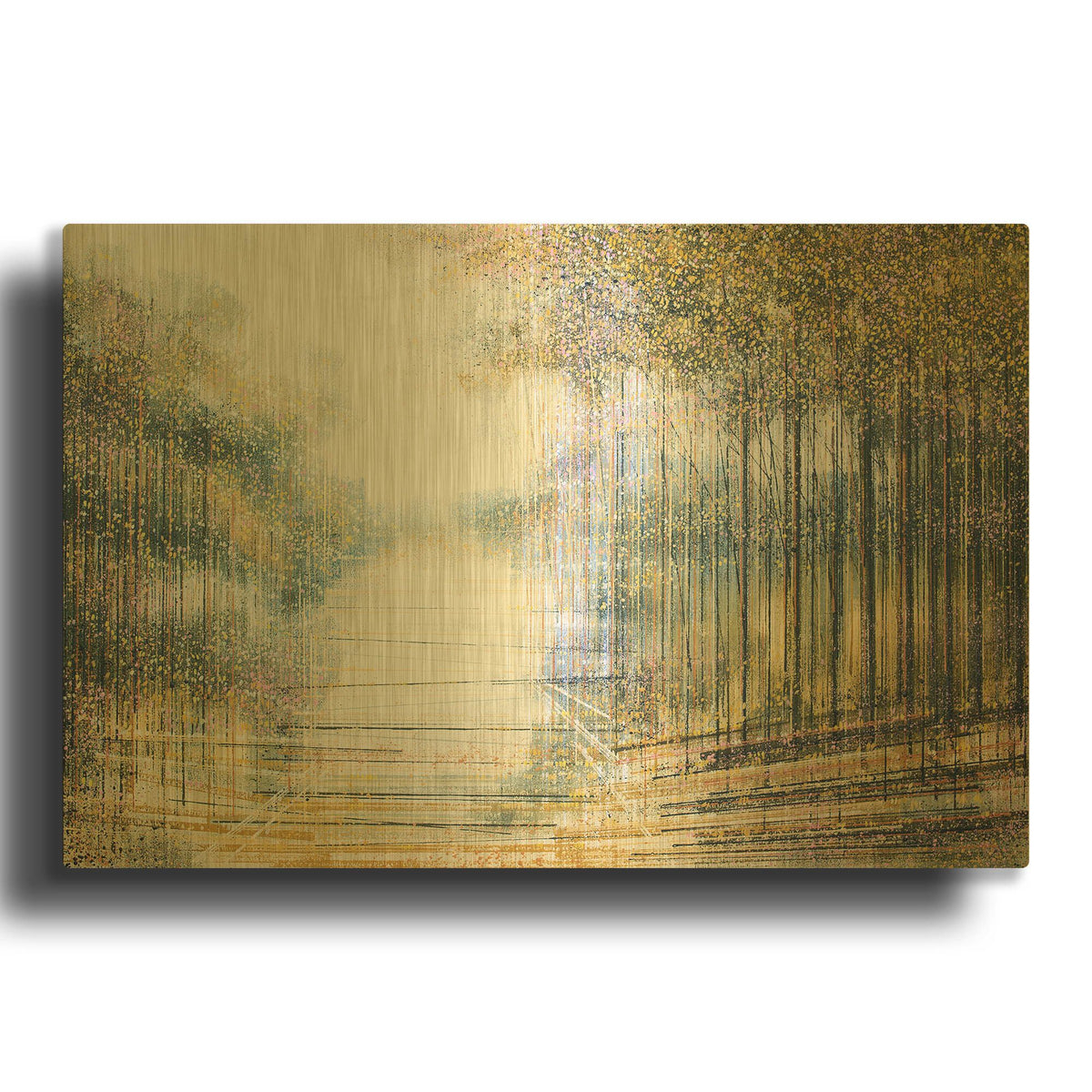 'Trees In Hazy Afternoon Light' By Marc Todd Gold Metal Wall Art