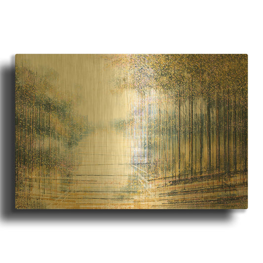 'Trees In Hazy Afternoon Light' By Marc Todd Gold Metal Wall Art
