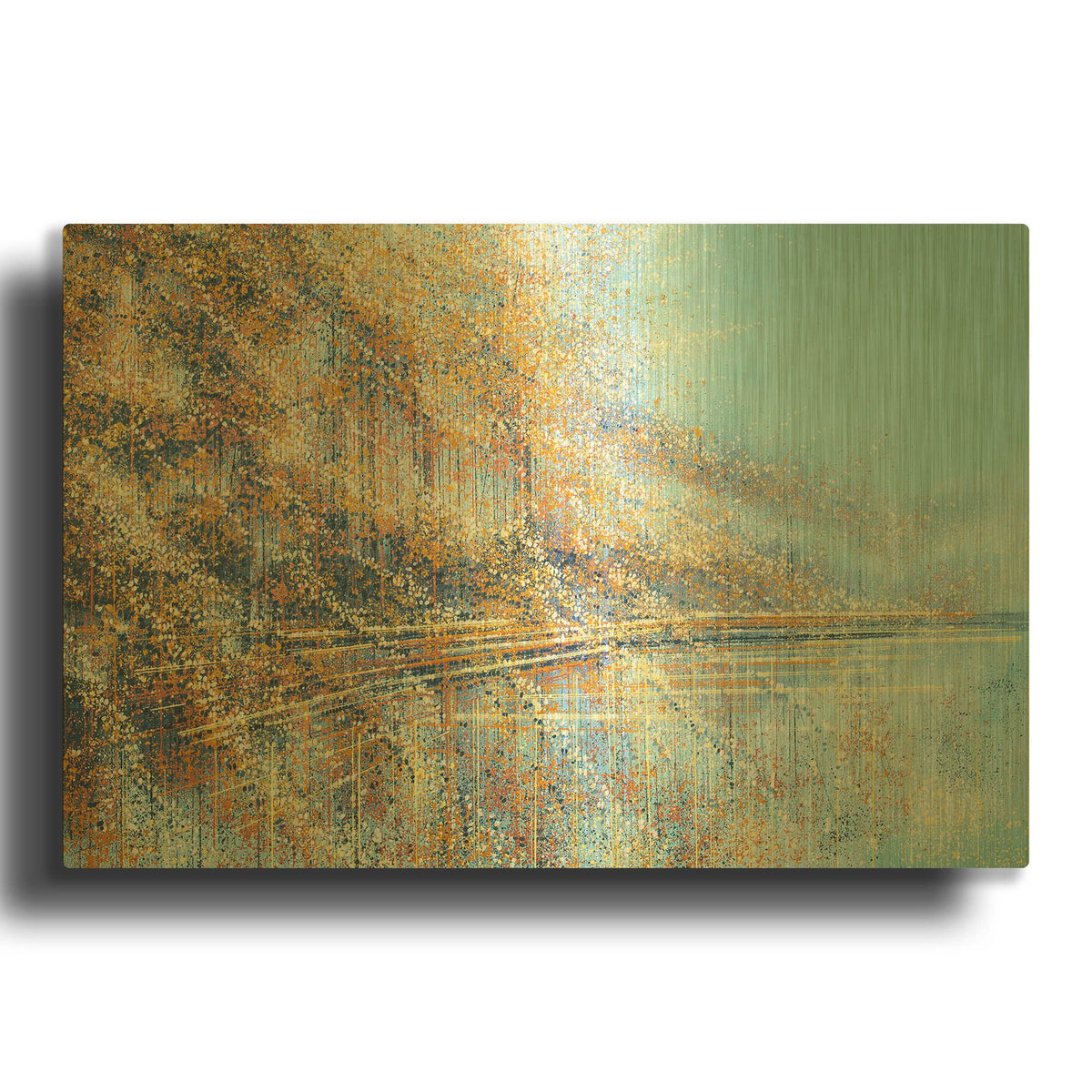 'Autumn Trees Reflection' By Marc Todd Gold Metal Wall Art