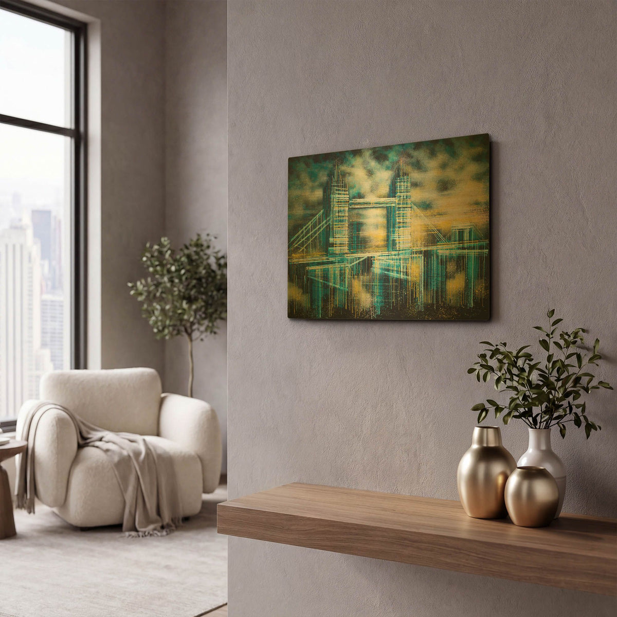 'Tower Bridge Under A Dramatic Sunset' By Marc Todd Gold Metal Wall Art