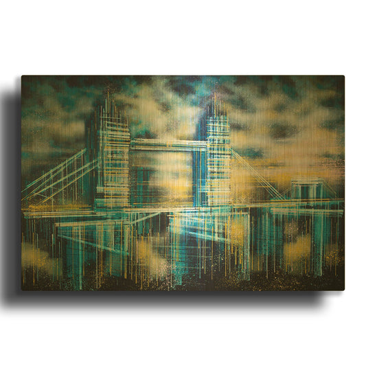 'Tower Bridge Under A Dramatic Sunset' By Marc Todd Gold Metal Wall Art