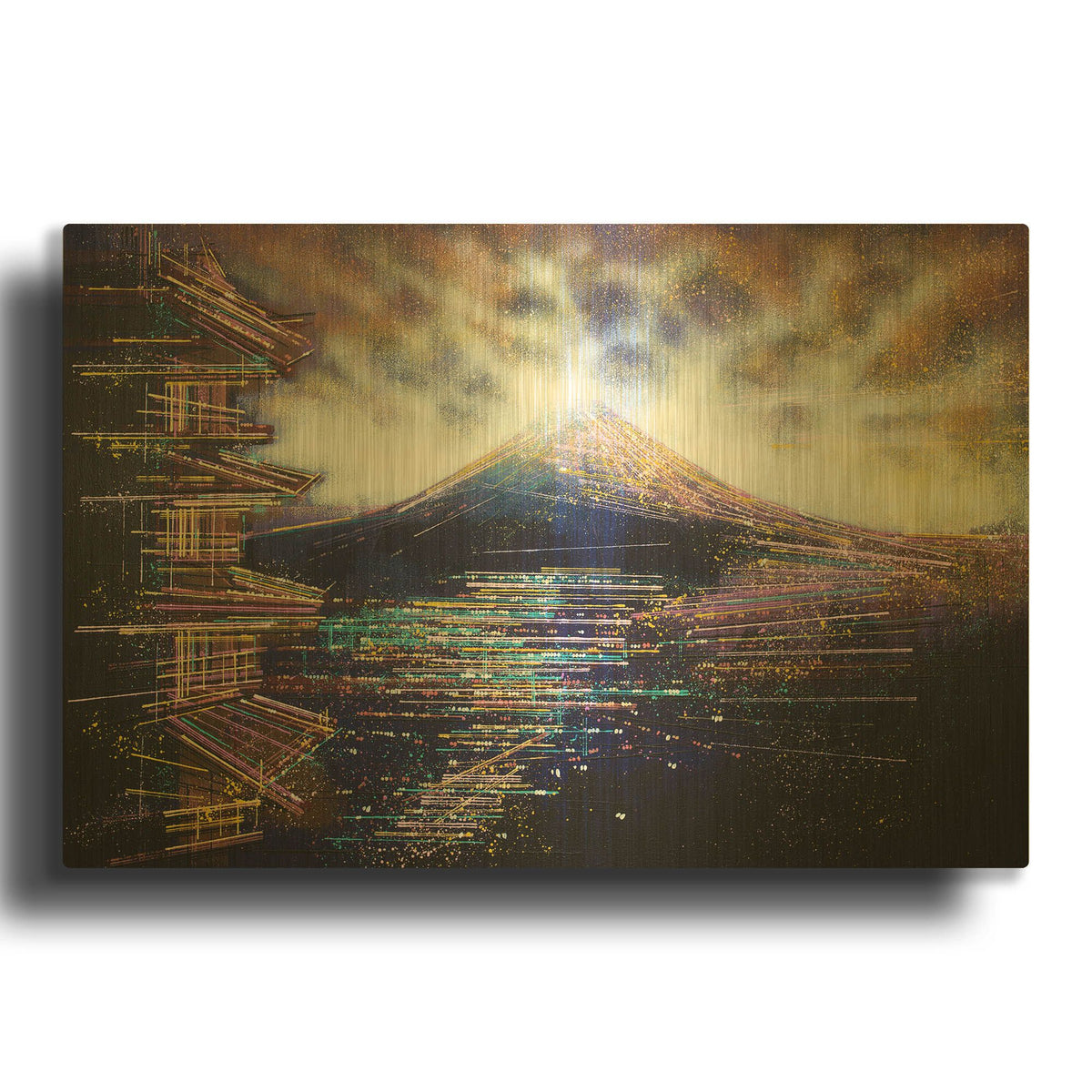 'Mount Fuji and Tokyo as Night Falls' By Marc Todd Gold Metal Wall Art