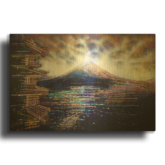 'Mount Fuji and Tokyo as Night Falls' By Marc Todd Gold Metal Wall Art