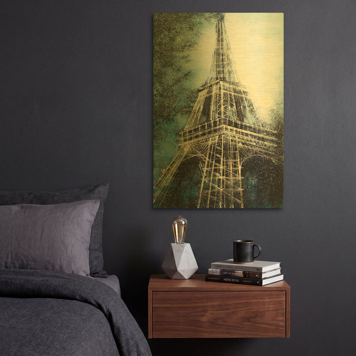 'The Eiffel Tower at Dusk' By Marc Todd Gold Metal Wall Art