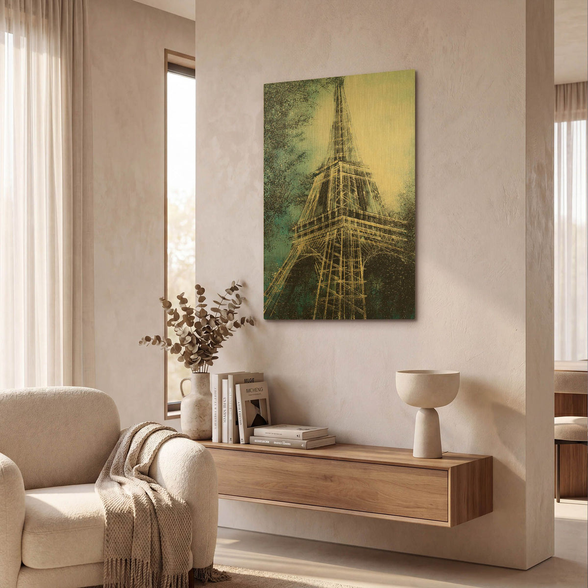 'The Eiffel Tower at Dusk' By Marc Todd Gold Metal Wall Art
