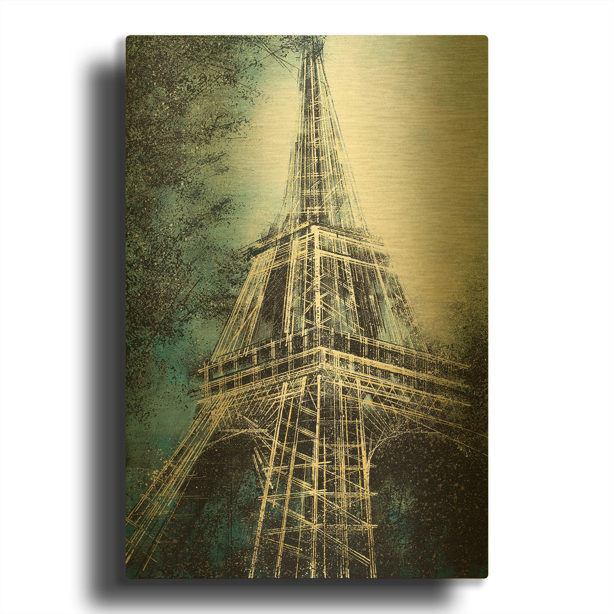 'The Eiffel Tower at Dusk' By Marc Todd Gold Metal Wall Art