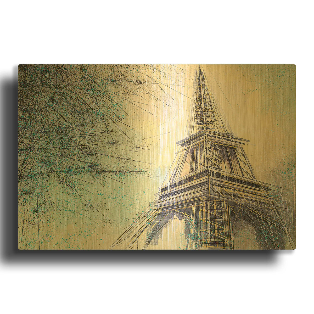 'The Eiffel Tower At Dusk 2' By Marc Todd Gold Metal Wall Art