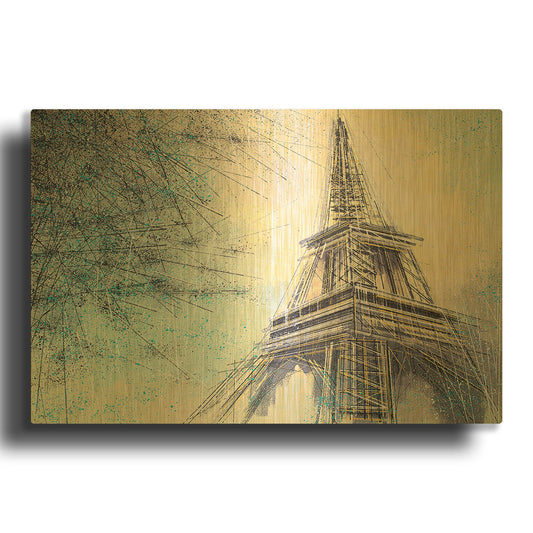 'The Eiffel Tower At Dusk 2' By Marc Todd Gold Metal Wall Art