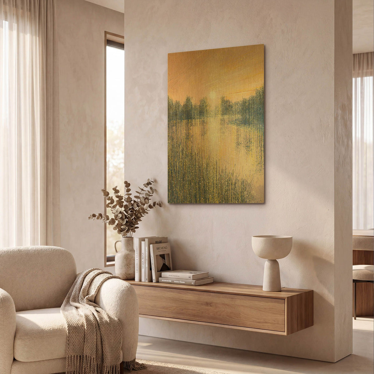 'Sunset on the River' By Marc Todd Gold Metal Wall Art