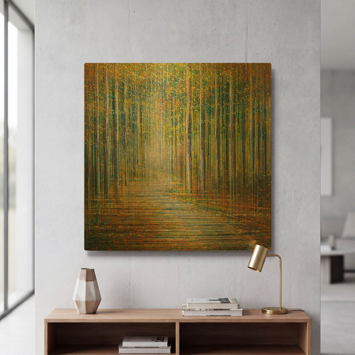 'Summer Forest at Sunset' By Marc Todd Gold Metal Wall Art
