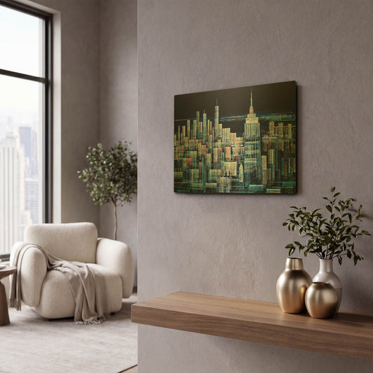 'Manhattan At Midnight' By Marc Todd Gold Metal Wall Art
