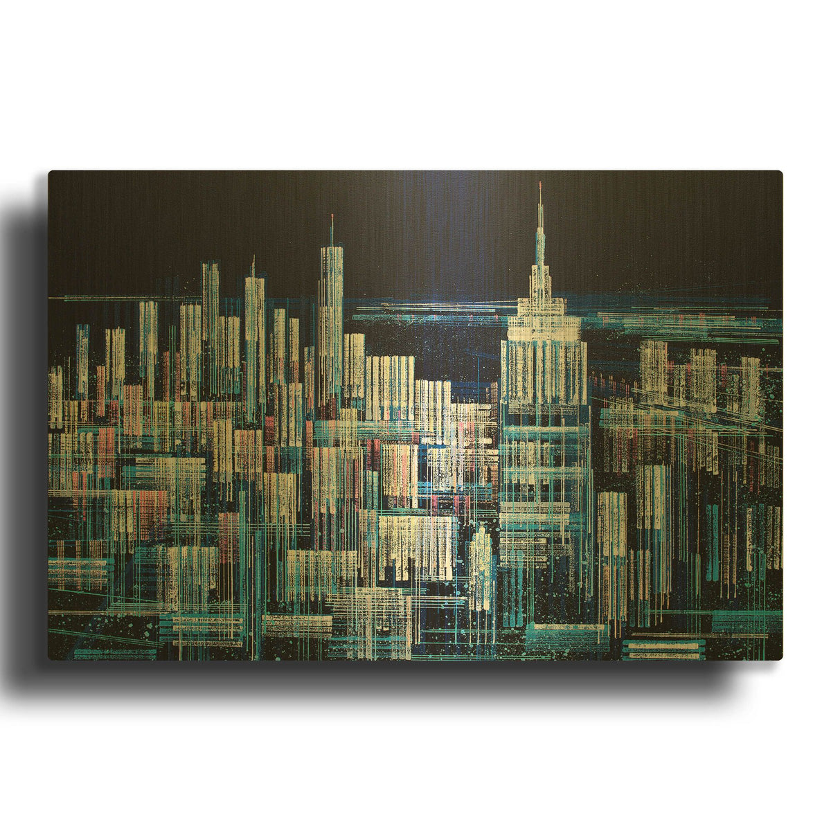 'Manhattan At Midnight' By Marc Todd Gold Metal Wall Art