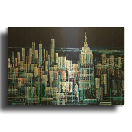 'Manhattan At Midnight' By Marc Todd Gold Metal Wall Art