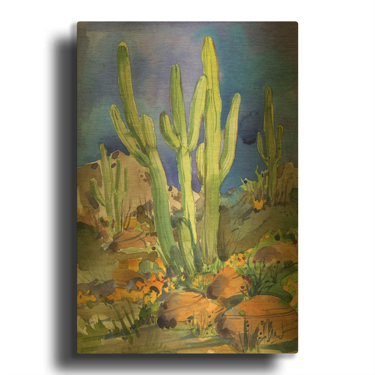 'Desert Landscape I' By Paul Brent Gold Metal Wall Art